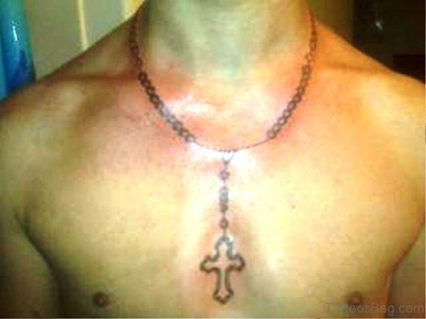 Rosary Tattoo Chain Design On Neck
