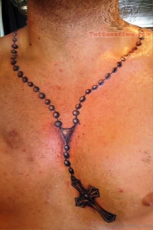 Rosary Tattoo On Neck Image