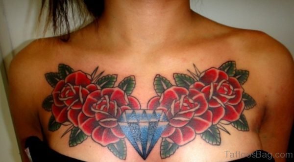 Rose And Diamond Tattoo
