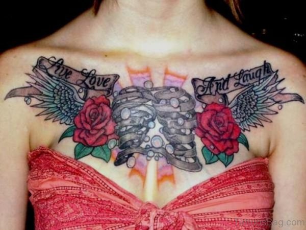 Rose Flower Chest Tattoo