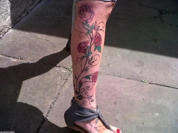 Rose Vine Leg Tattoo