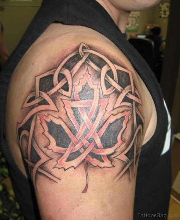 Shamrock And Celtic Tattoo On Shoulder For Men