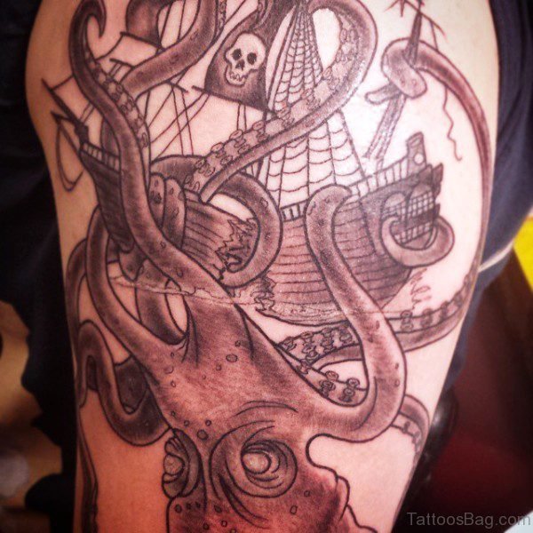 Ship And Kraken Tattoo