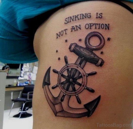 Ship Wheel And Anchor Tattoo