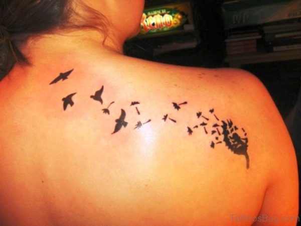Simple Birds Tattoo On Shoulder Back