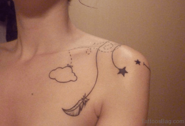 Simple Cloud Shoulder Tattoo Design