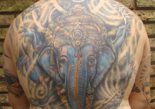 Simple Ganesha Tattoo On Back