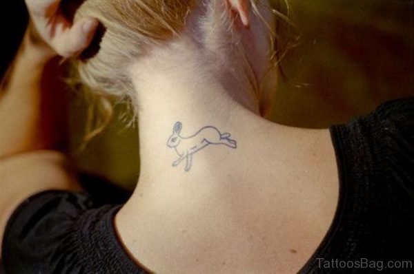 Simple Rabbit Tattoo On Neck