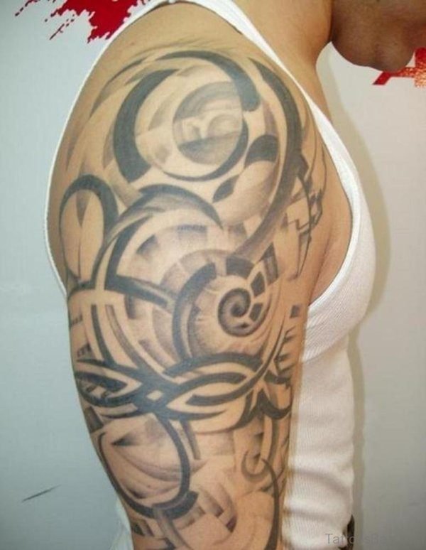 Simple Shoulder Half Sleeves Tattoo Design