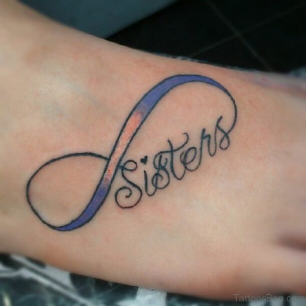 Sister Infinity Tattoo On Foot
