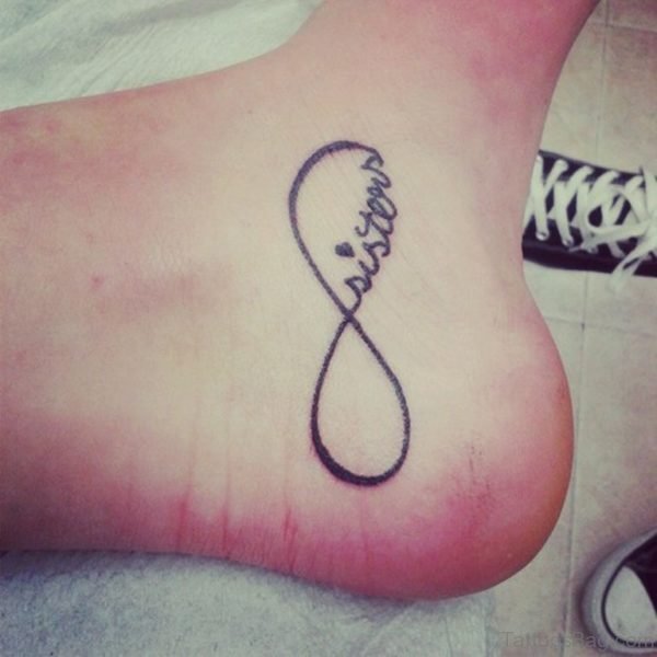 Sisters Infinity Symbol Tattoo On Foot