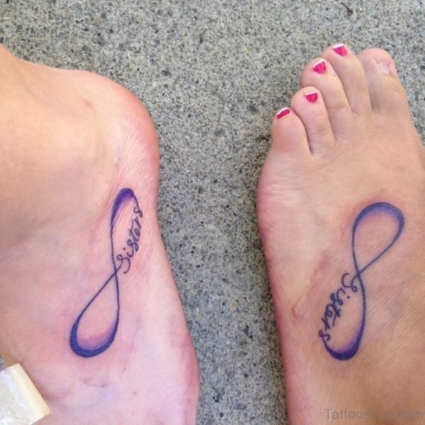 Sisters Infinity Tattoo Design On Foot