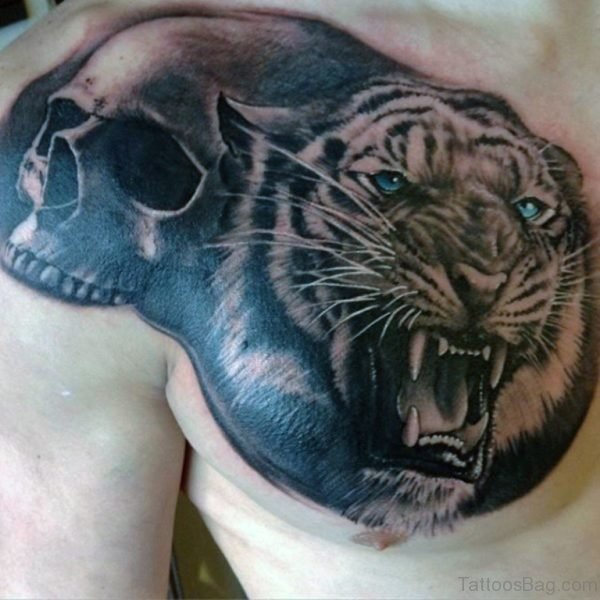 Skull And Tiger Tattoo