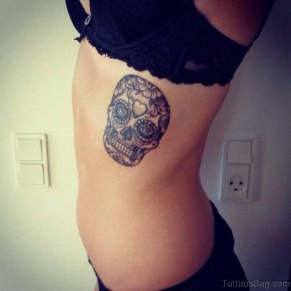 Skull Tattoo On Rib