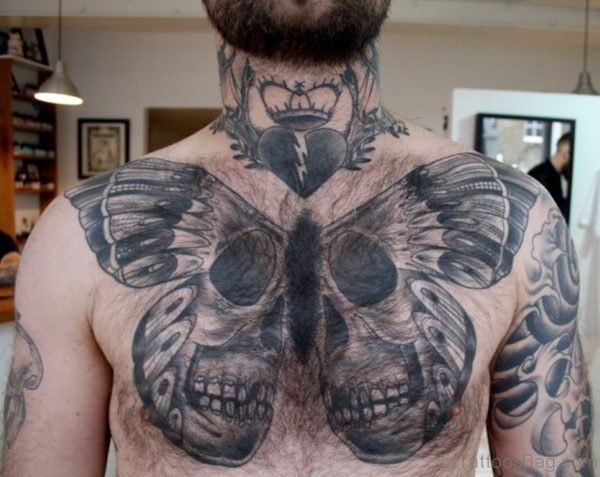 Skull With Butterfly Tattoo