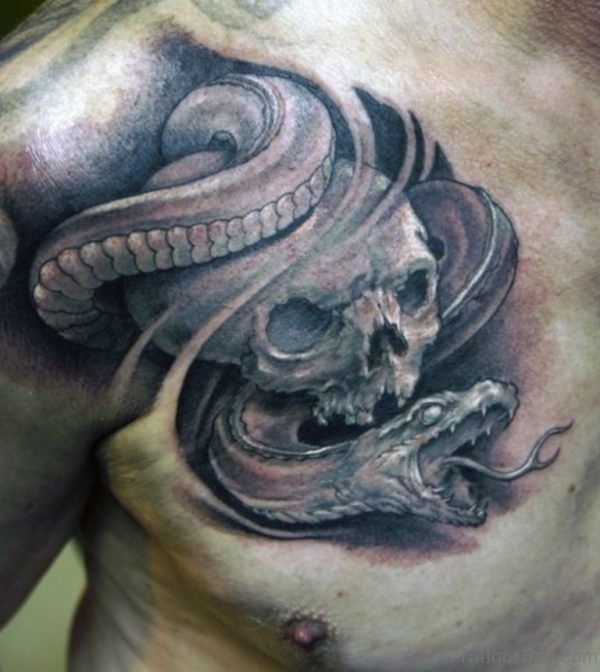 Skull With Snake Tattoo