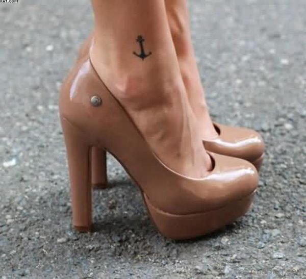 Small Anchor Tattoo Design On Ankle