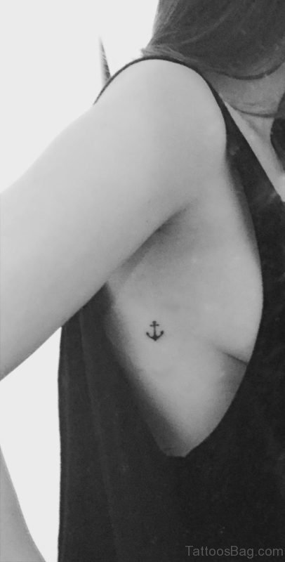Small Anchor Tattoo On Rib
