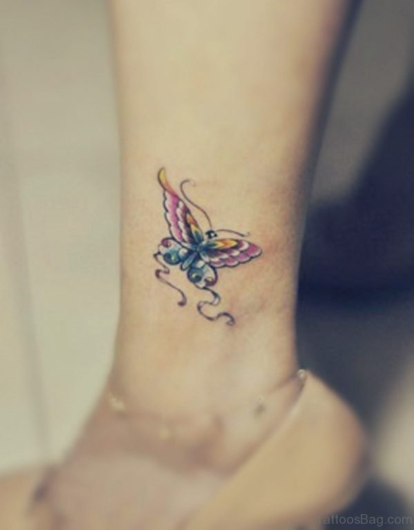 Small Butterfly Tattoo Design For Ankle