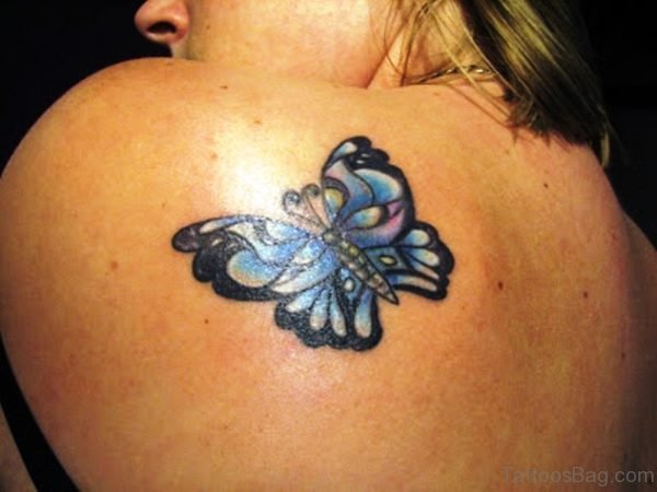 Small Butterfly Tattoo On Shoulder Back