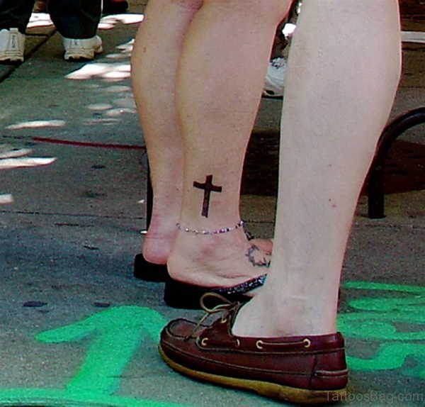 Small Cross Tattoo On Ankle