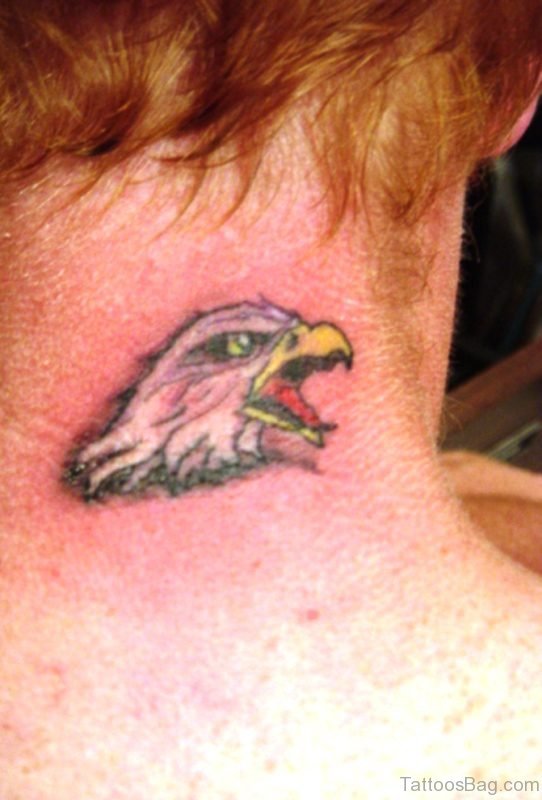 Small Eagle Tattoo On Neck
