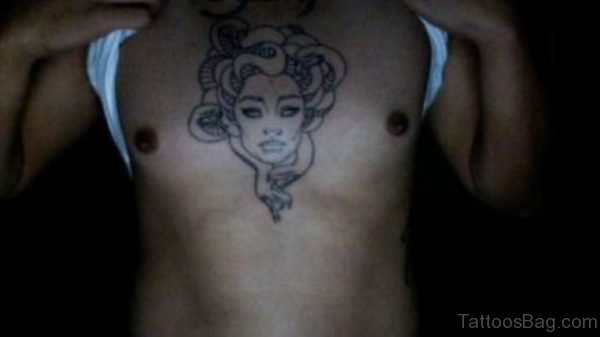 Small Medusa Tattoo On Chest