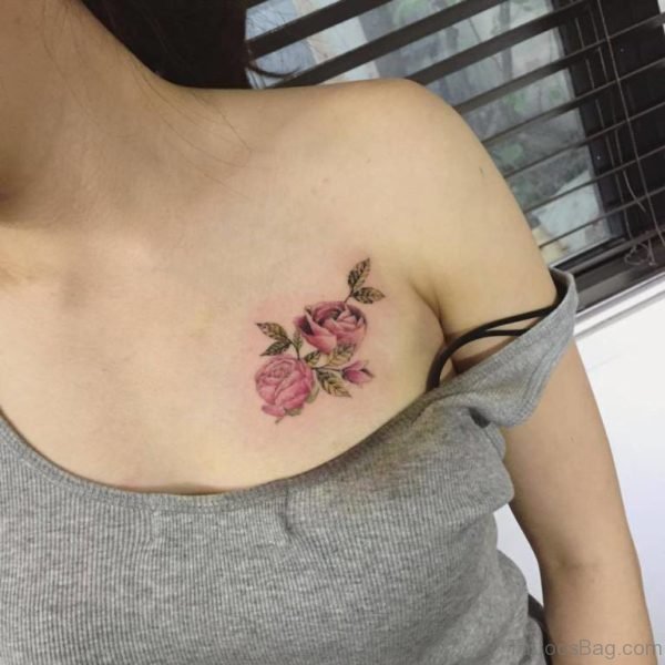 Small Rose Tattoo On Chest
