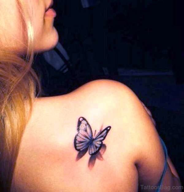 Small Shoulder Butterfly Tattoo