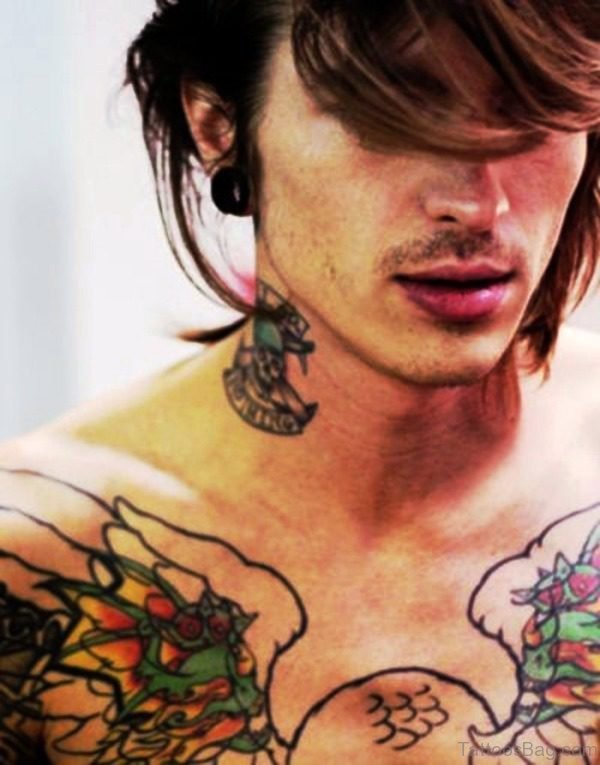 Small Skull Neck Tattoo Design