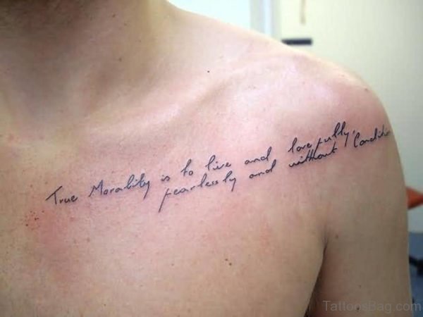 Small Wording Tattoo On Chest