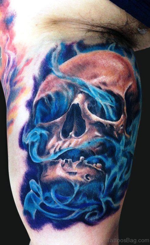 Smokey Skull Tattoo Design