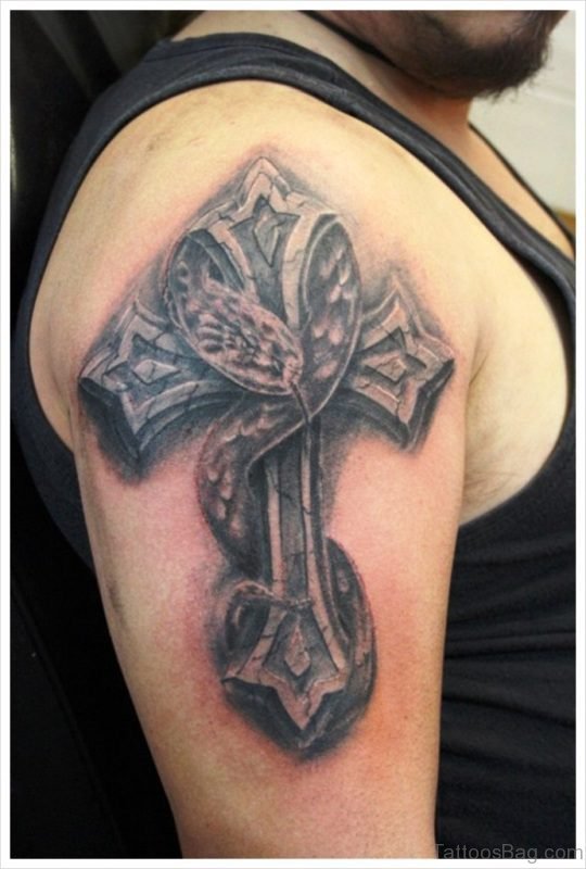 Snake And Cross Tattoo 