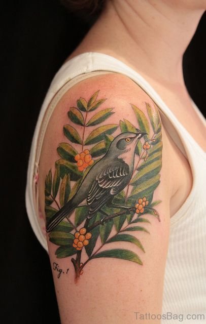Sparrow Tattoo Design On Shoulder