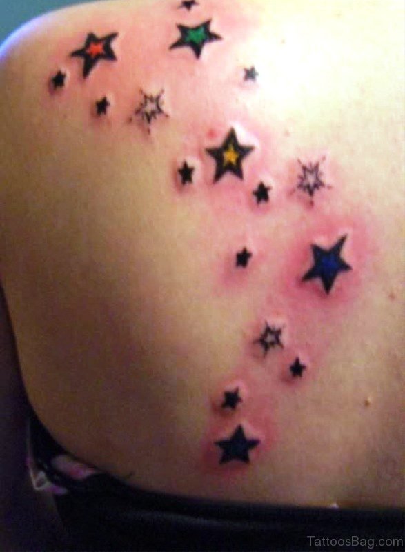 Star Tattoo On Shoulder Back