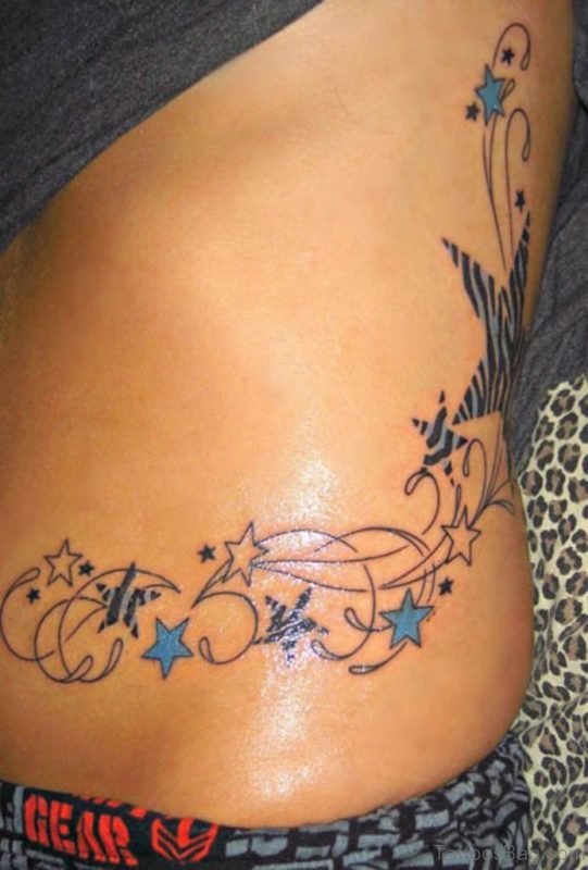 Star tattoo with animal print
