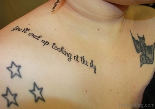 Stars And Wording Tattoo For Girls