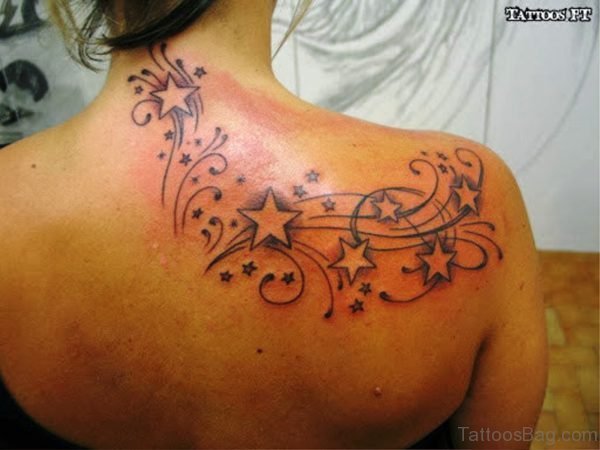 Stars Designer Tattoo On Shoulder