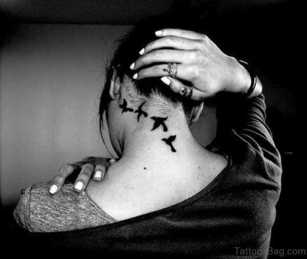 Stunning Birds Tattoo On Neck