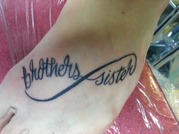 Stunning Brother Sister Tattoo On Foot