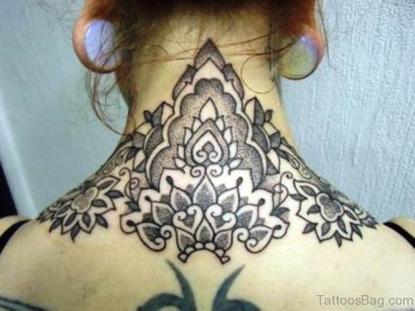 Stunning Lotus Neck Tattoo