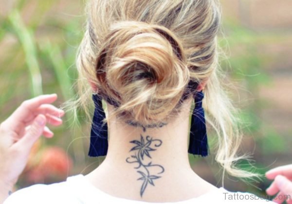 Stunning Lotus Tattoo On Back Neck