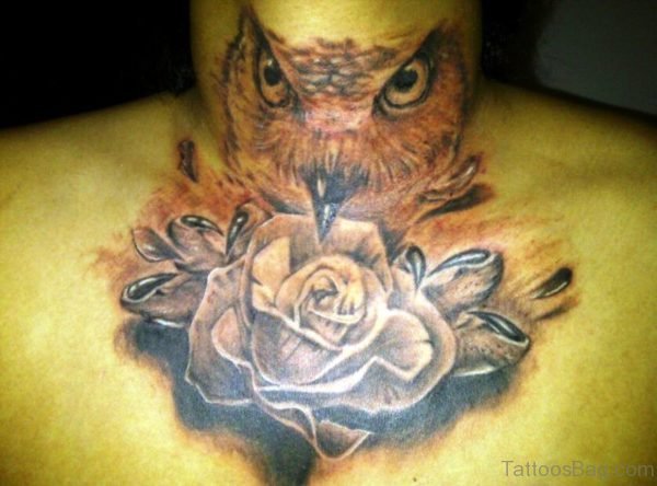 Stunning Owl Neck Tattoo For Men