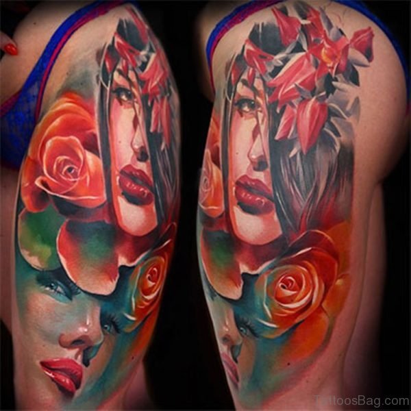 Stunning Portrait Girl Tattoo