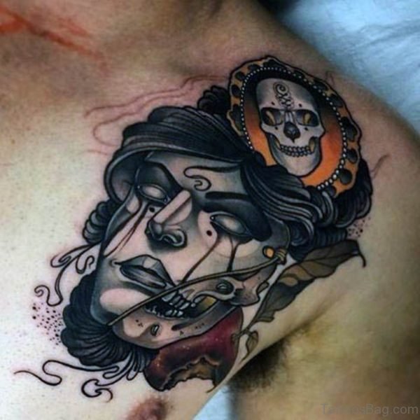 Stunning Portrait Tattoo On Chest