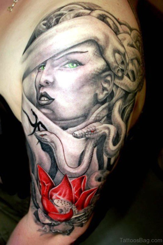 Stunning Red Flower Tattoo