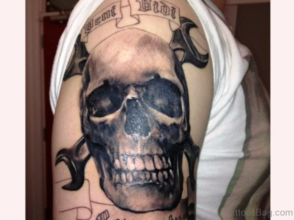 Stunning Skull Shoulder Tattoo 