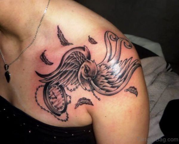Stylish Bird Shoulder Tattoo