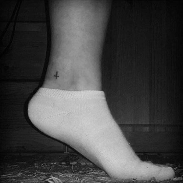 Stylish Cross Tattoo On Ankle