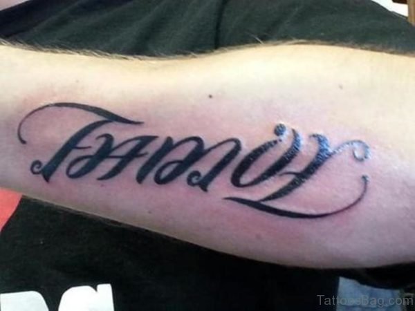 Stylish Family Ambigram Tattoo